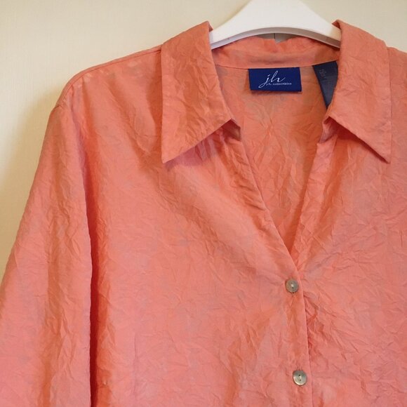 Vintage JH Collectibles Coral & Mother of Pearl Button Up Dress Shirt - Picture 3 of 16